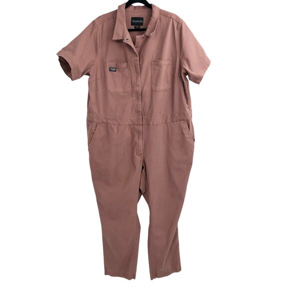 Wildfang Pants - Wildfang The Essential Short Sleeve Coveralls Full Zip Unisex Mauve Coverall 2XL